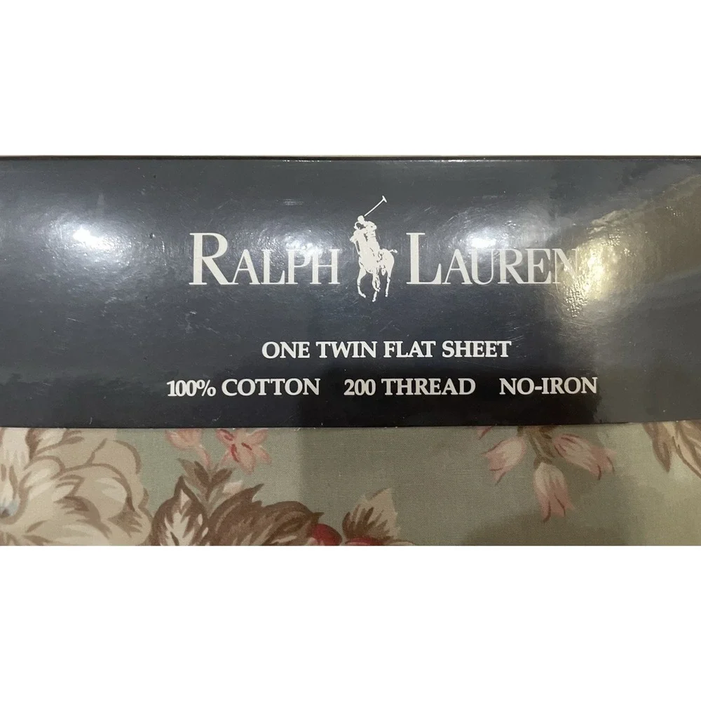 New Ralph Lauren Charlotte IV Sage Green‎ Floral TWIN Flat Sheet  NIP